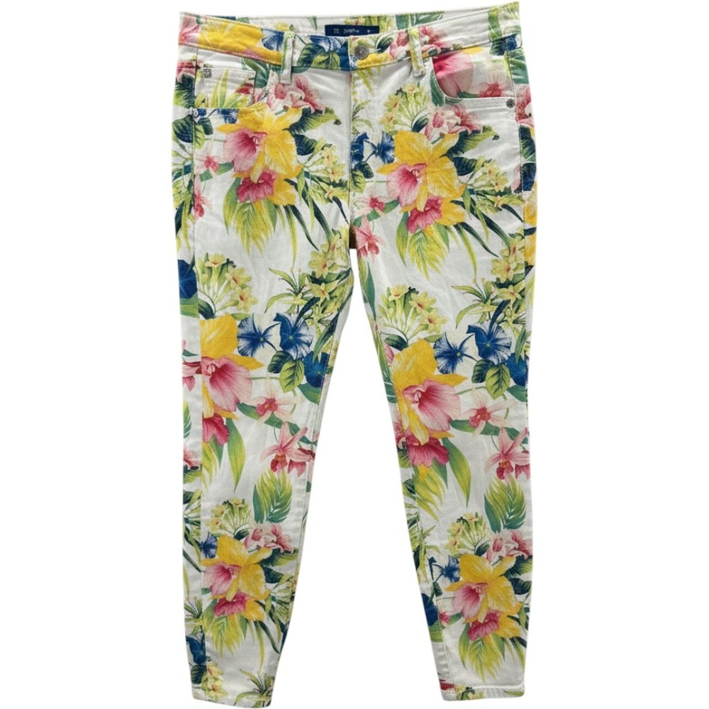 Tommy Bahama Womens Floral Tropical Skinny Jeans Pants Multi Color Size 10